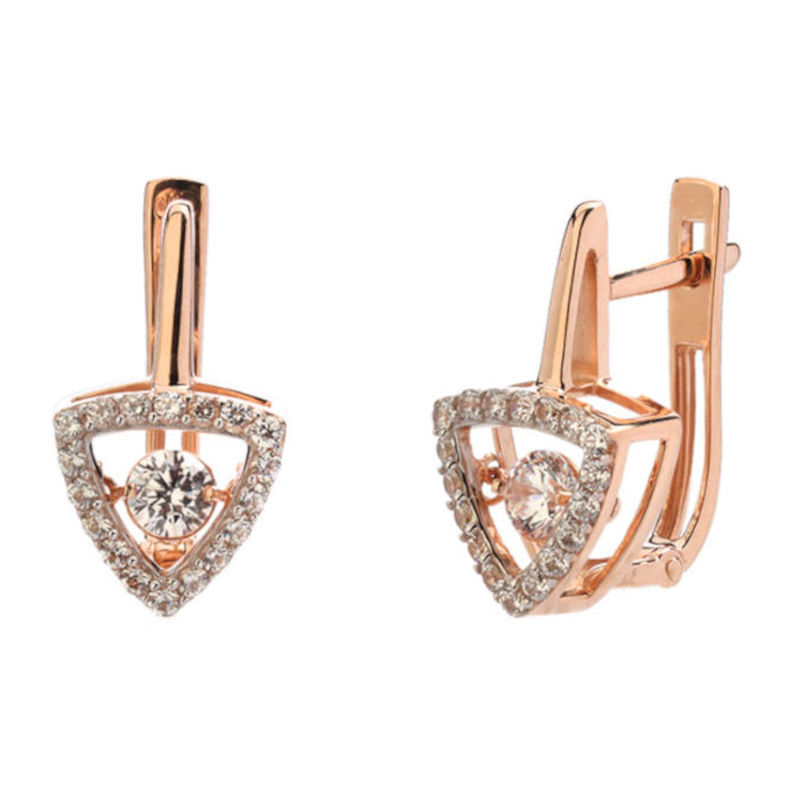 Серьги из красного золота 585 пробы с фианитами 01С1113369Р