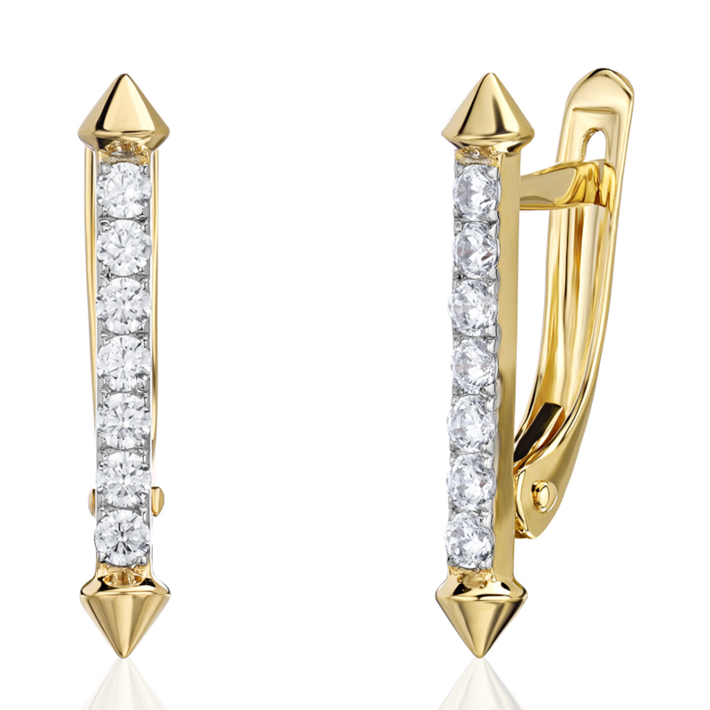 Серьги из желтого золота 585 пробы с фианитами 01С1316947Р