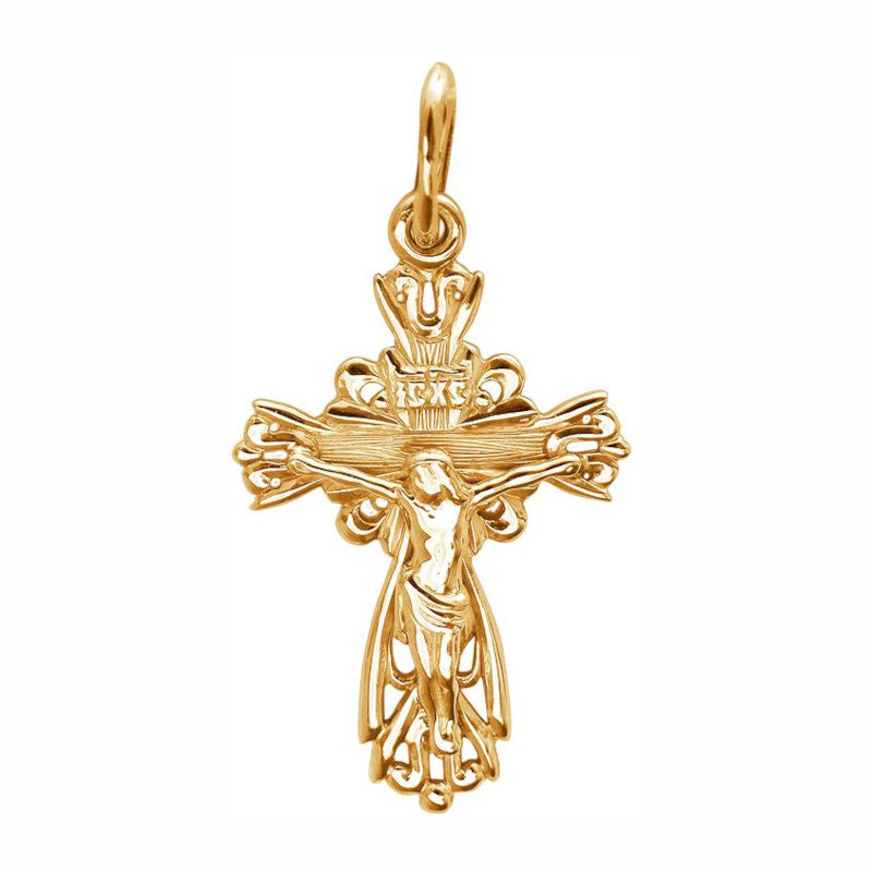 Крест нательный из золоченого серебра 925 пробы без вставок 01Р050573А