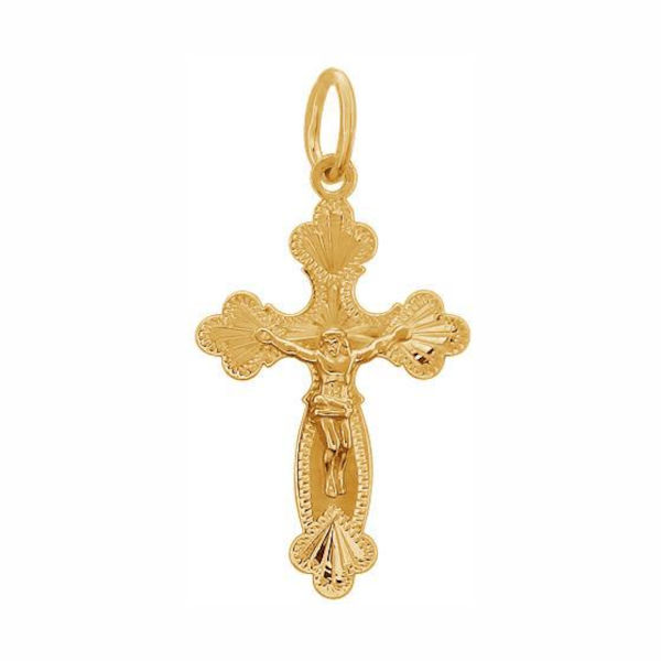 Крест нательный из золоченого серебра 925 пробы без вставок 01Р750523А