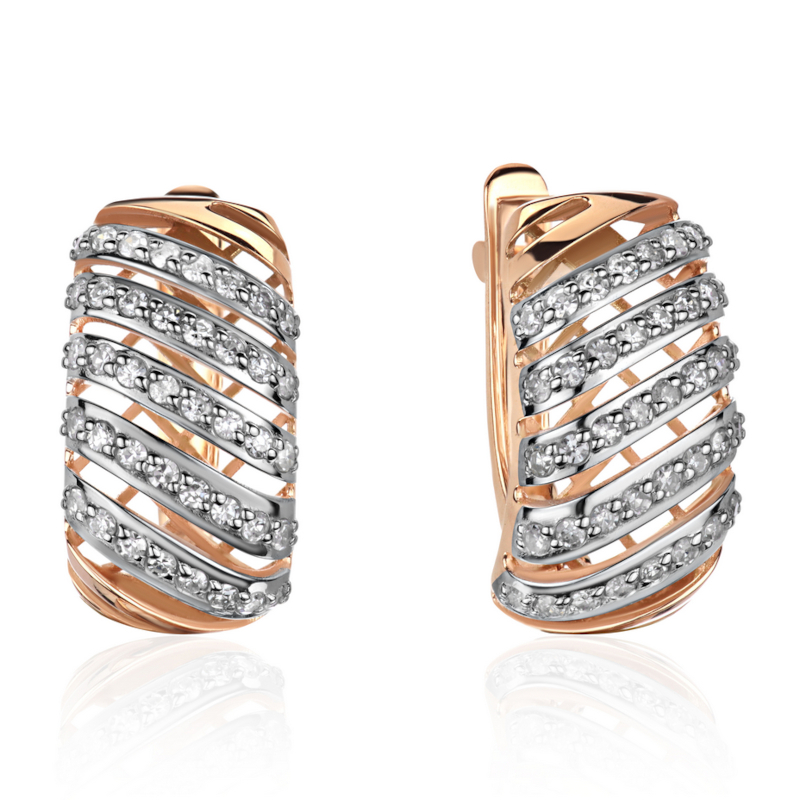 Серьги из красного золота 585 пробы с бриллиантами 01С6117116Р-17