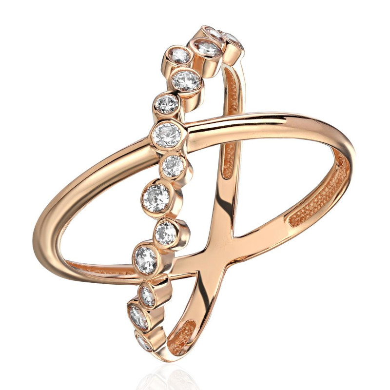 Кольцо из красного золота 375 пробы с фианитами 01К1114632S