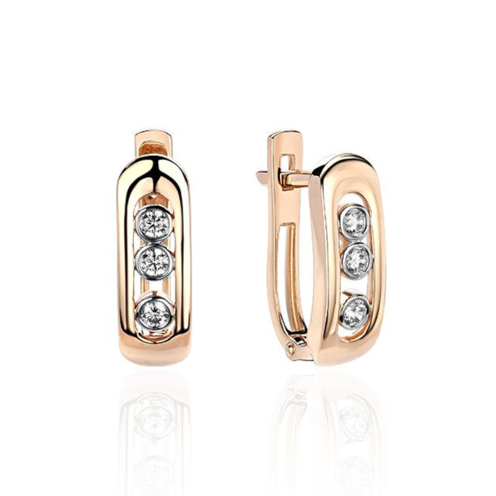 Серьги из красного золота 375 пробы с фианитами 01С1113121SР