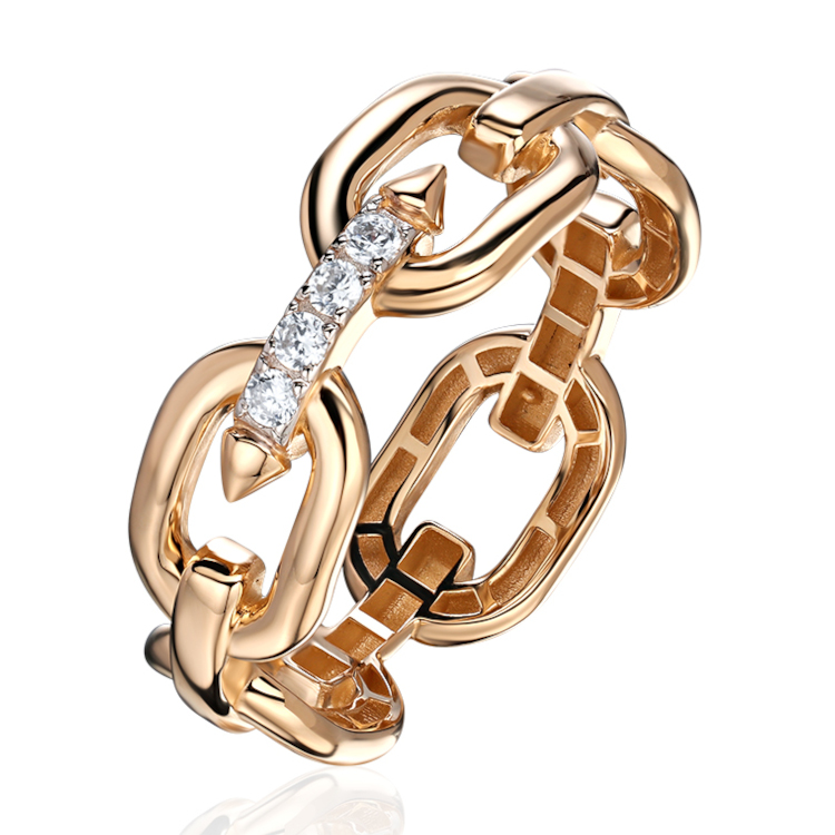 Кольцо из красного золота 585 пробы с фианитами 01К1116956Р