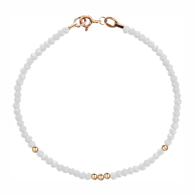 Браслет из красного золота 585 пробы с розовым хрусталем 01Б213152-3