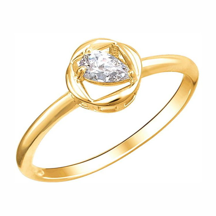 Кольцо из желтого золота 585 пробы с фианитом 01К1313871