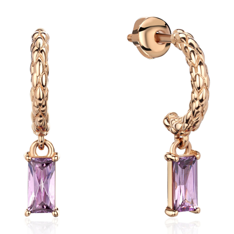Серьги из красного золота 585 пробы с фианитами 01С2115241-1