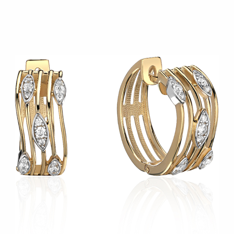 Серьги из желтого золота 585 пробы с фианитами 01С1315780Р