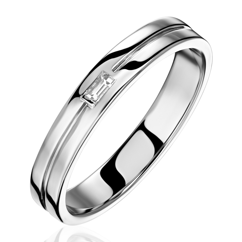 Обручальное кольцо из белого золота 585 пробы с бриллиантом 01О620490 Обручальное кольцо из белого золота 585 пробы с бриллиантом 01О620490