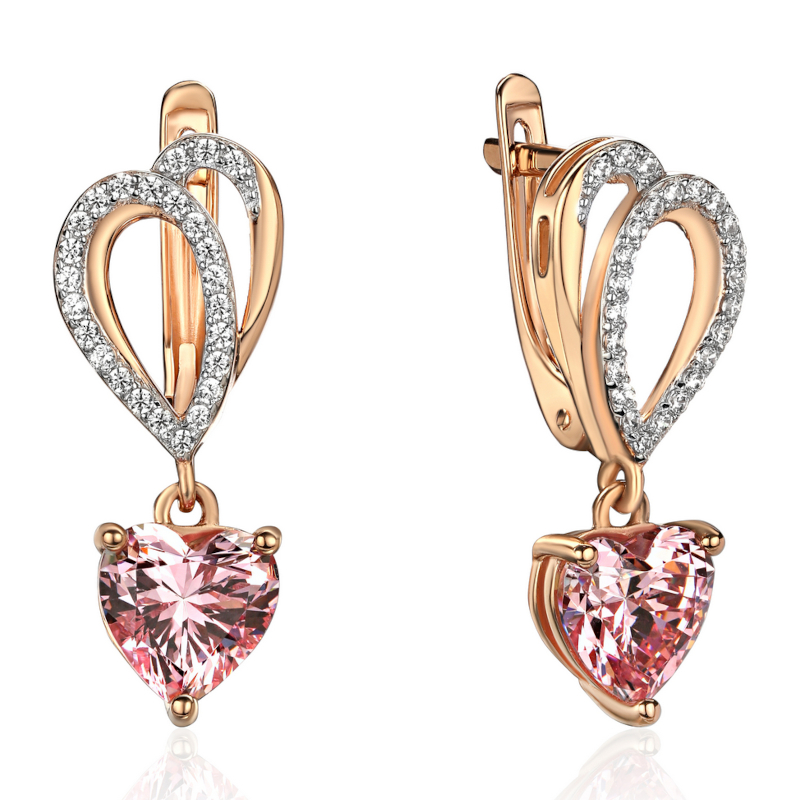 Серьги из красного золота 585 пробы с фианитами 01С2115441Р-1