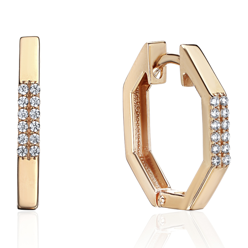 Серьги из красного золота 375 пробы с фианитами 01С1115224S