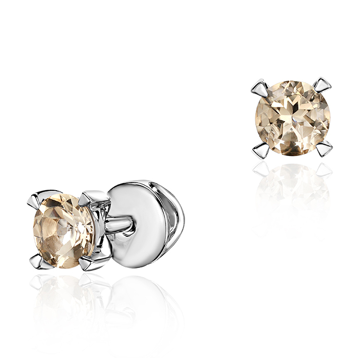Серьги из белого золота 585 пробы с гелиодором 01С3213446-3