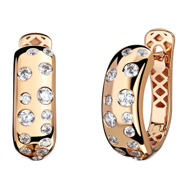 Серьги из красного золота 585 пробы с фианитами 01С1115657