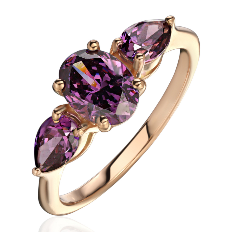 Кольцо из красного золота 585 пробы с фианитами 01К2115473-1