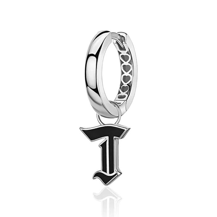 Серьга одиночная из белого золота 585 пробы с эмалью 01С0215860ЭT