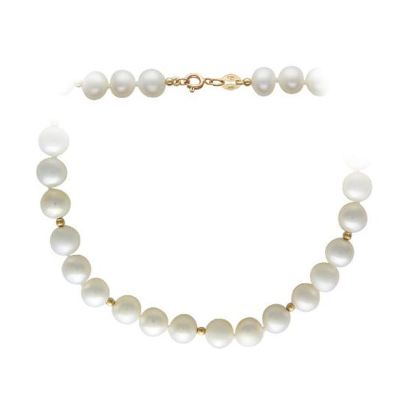 Колье из желтого золота 585 пробы с жемчугом 01Л331232-1