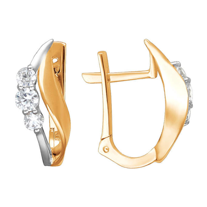 Серьги из красного золота 585 пробы с фианитами 01С1112305Р