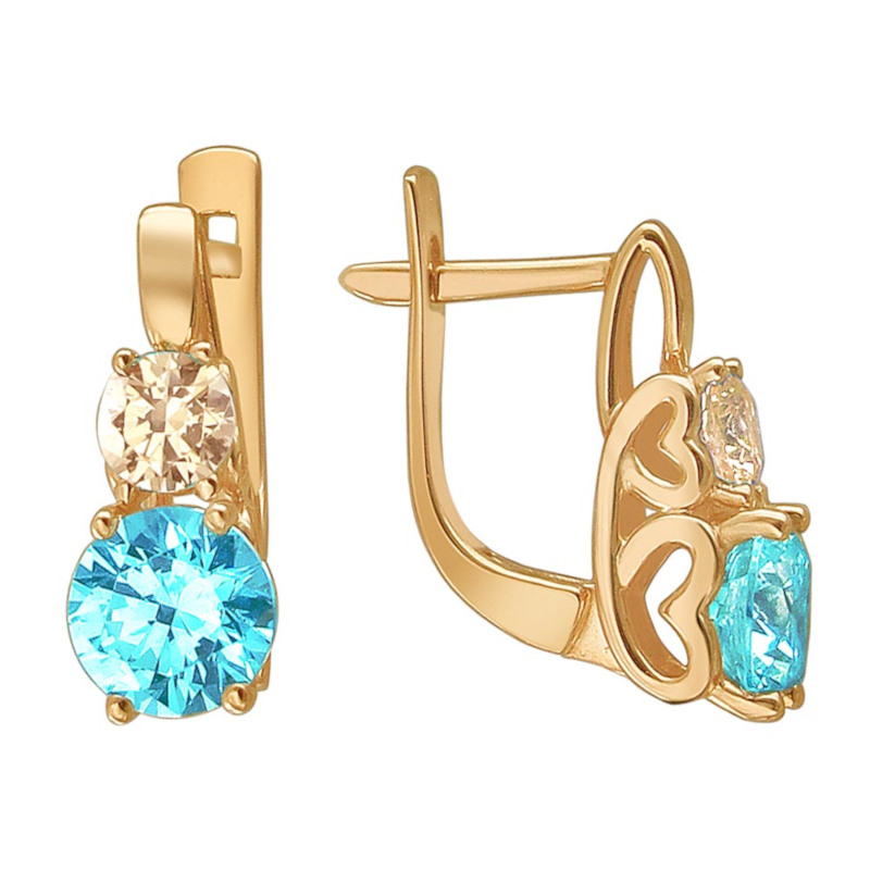 Серьги из красного золота 585 пробы с фианитами 01С2111981-3