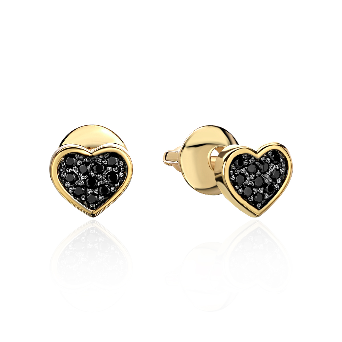 Серьги из желтого золота 585 пробы с фианитами 01С2314218ЧР-1 Серьги из желтого золота 585 пробы с фианитами 01С2314218ЧР-1