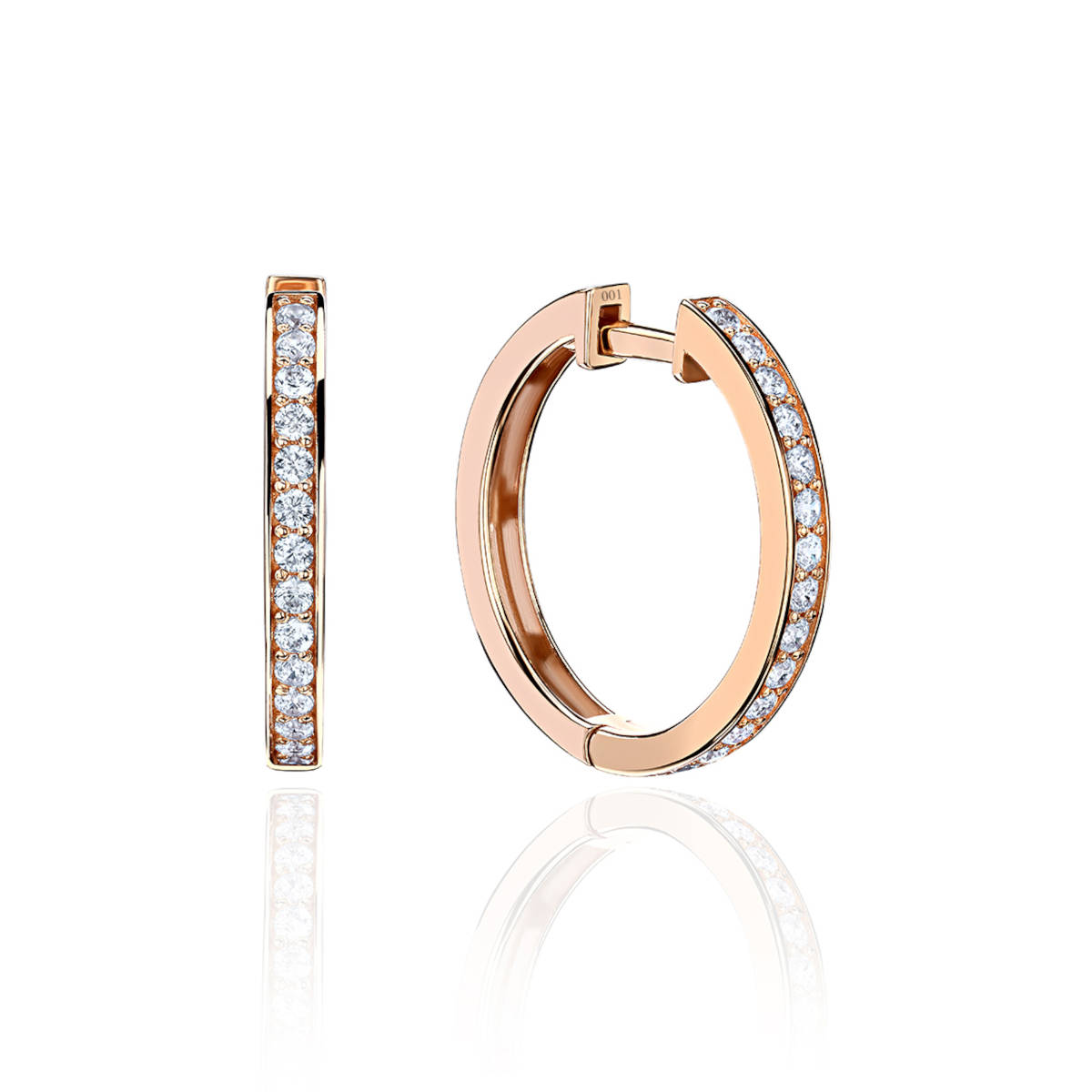 Серьги из красного золота 585 пробы с фианитами 01С1113918