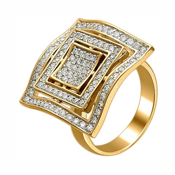 Кольцо из комбинированного золота 750 пробы с бриллиантами 01К683005