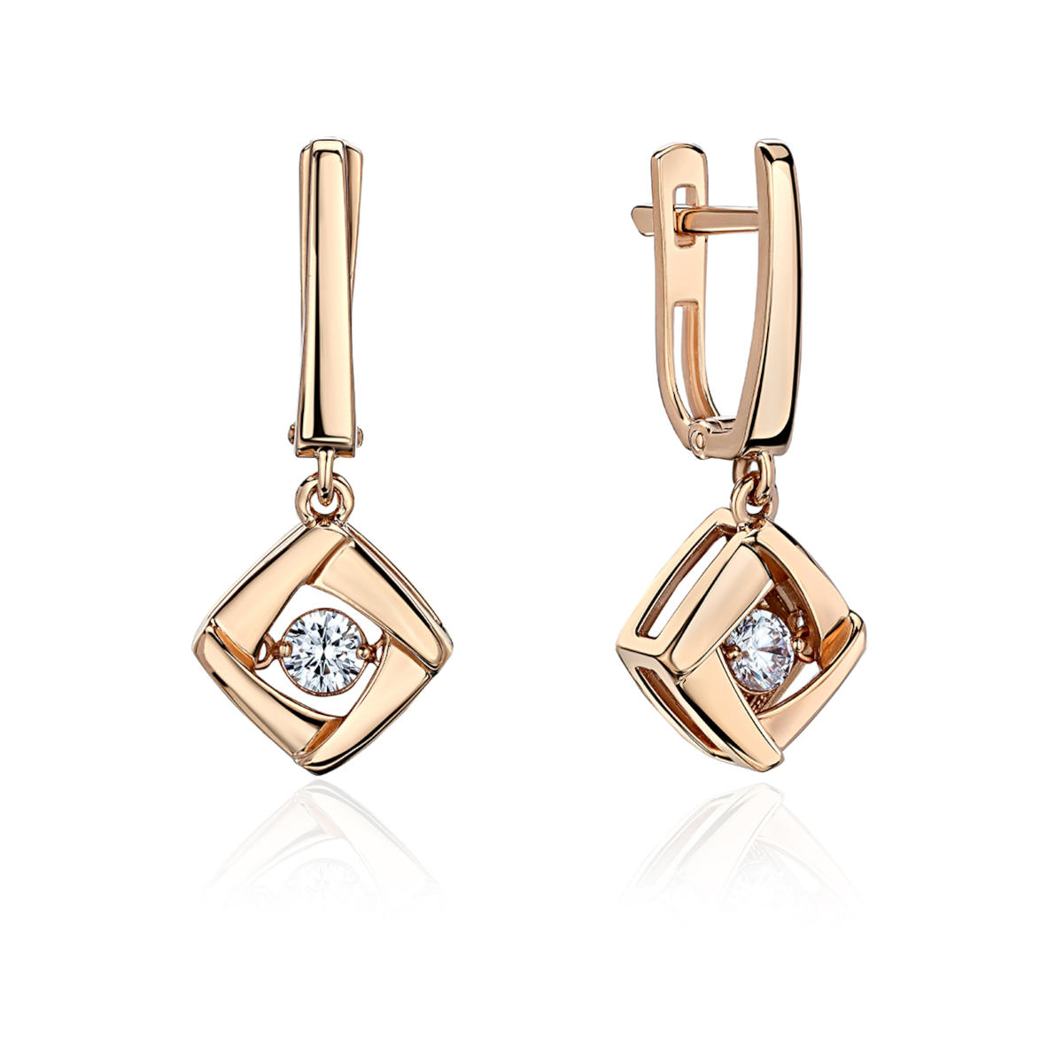 Серьги из красного золота 585 пробы с фианитами 01С1113366