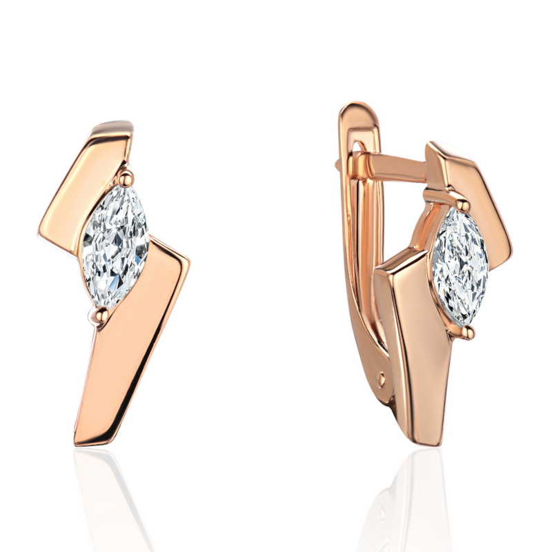 Серьги из красного золота 585 пробы с фианитами 01С1115672