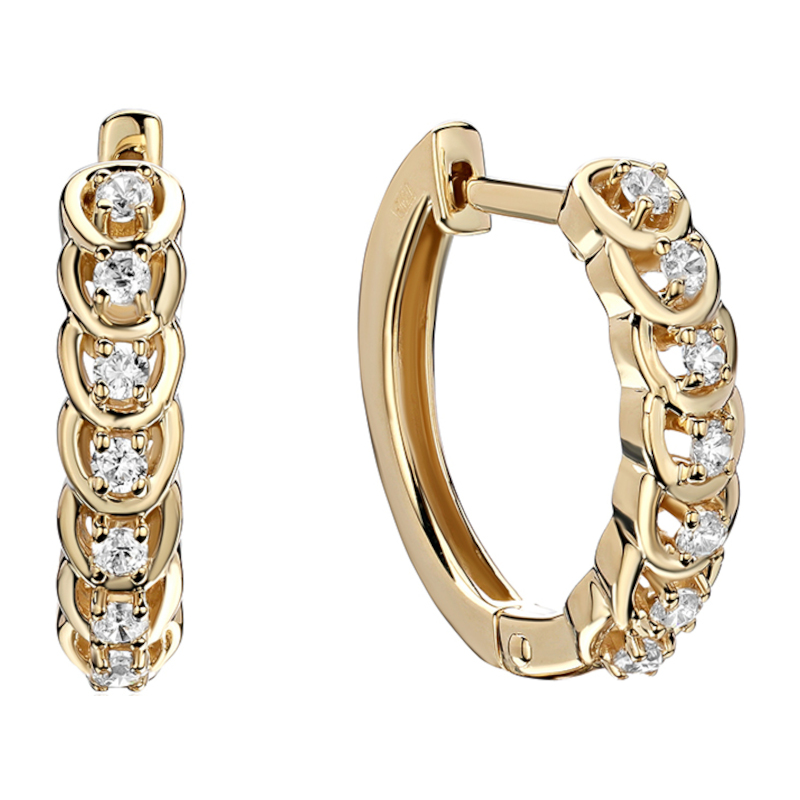 Серьги из желтого золота 585 пробы с фианитами 01С135582