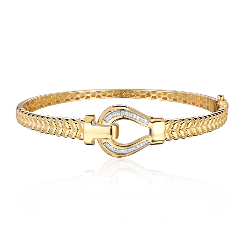 Браслет конго из желтого золота 585 пробы с фианитами 01Б133555Р