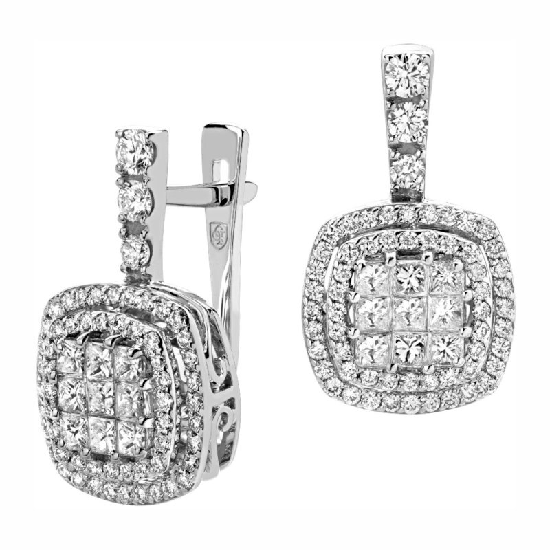 Серьги из белого золота 585 пробы с бриллиантами 01С6213538Z