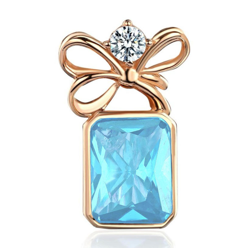 Подвеска из красного золота 585 пробы с топазом и фианитом 01П3115468-1
