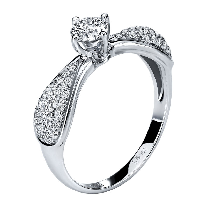 Кольцо из белого золота 750 пробы с бриллиантами 01К673938