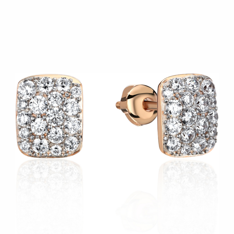 Серьги из красного золота 585 пробы с фианитами 01С1114769Р