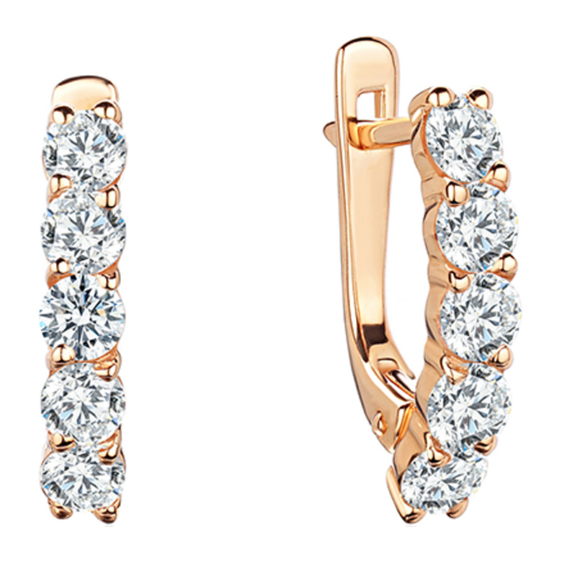 Серьги из красного золота 585 пробы с фианитами 01С1114526