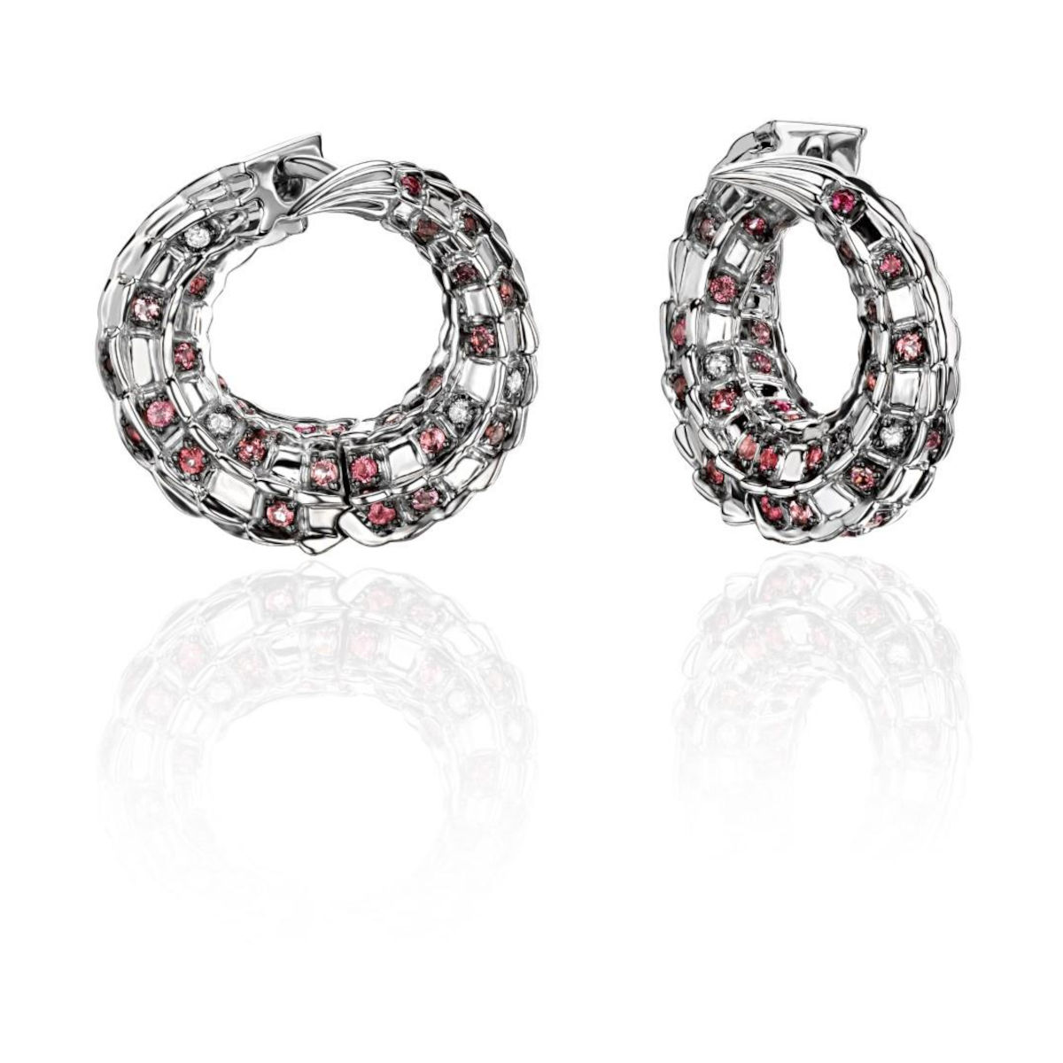 Серьги из белого золота 585 пробы с турмалинами и бриллиантами 01С6213334-3