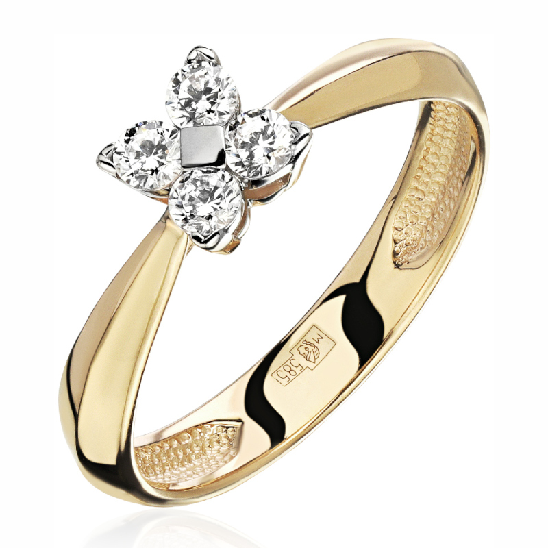 Кольцо из желтого золота 585 пробы с фианитами 01К1315500Р