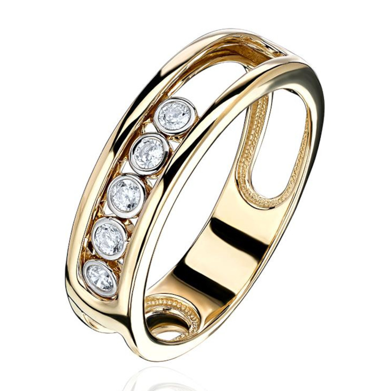 Кольцо из желтого золота 375 пробы с фианитами 01К1314221SР