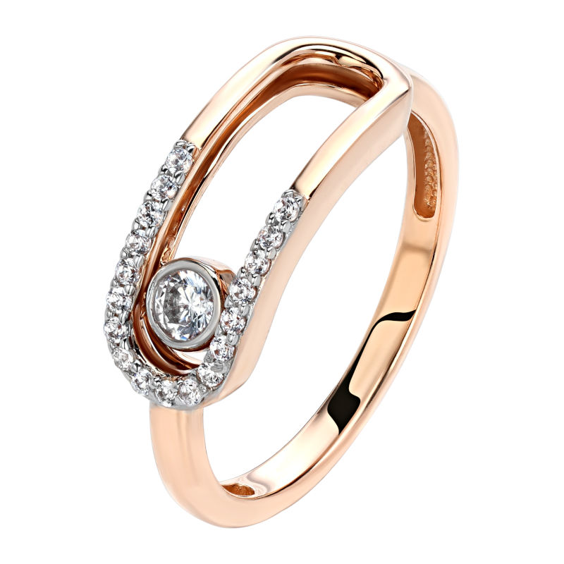 Кольцо из красного золота 585 пробы с фианитами 01К1113122Р