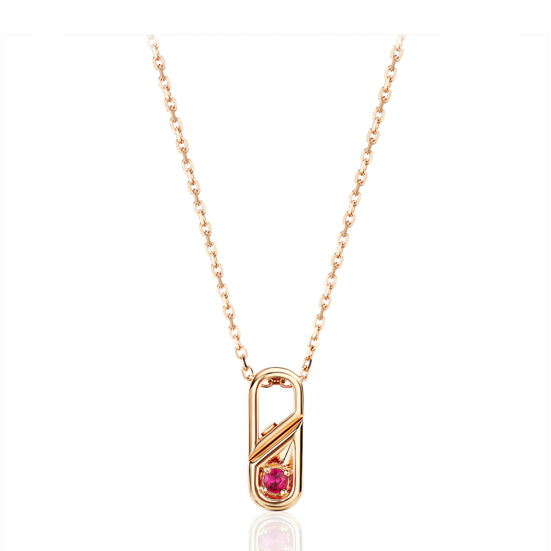 Колье из красного золота 585 пробы с рубином 01Л512452-1