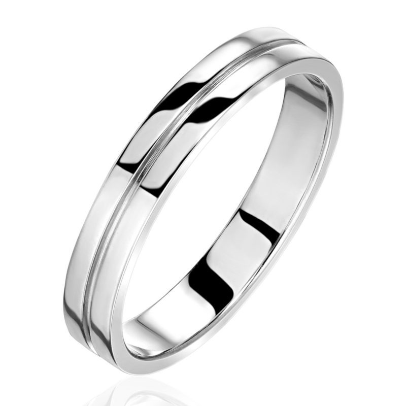 Кольцо обручальное из белого золота 585 пробы без вставок 01О020489