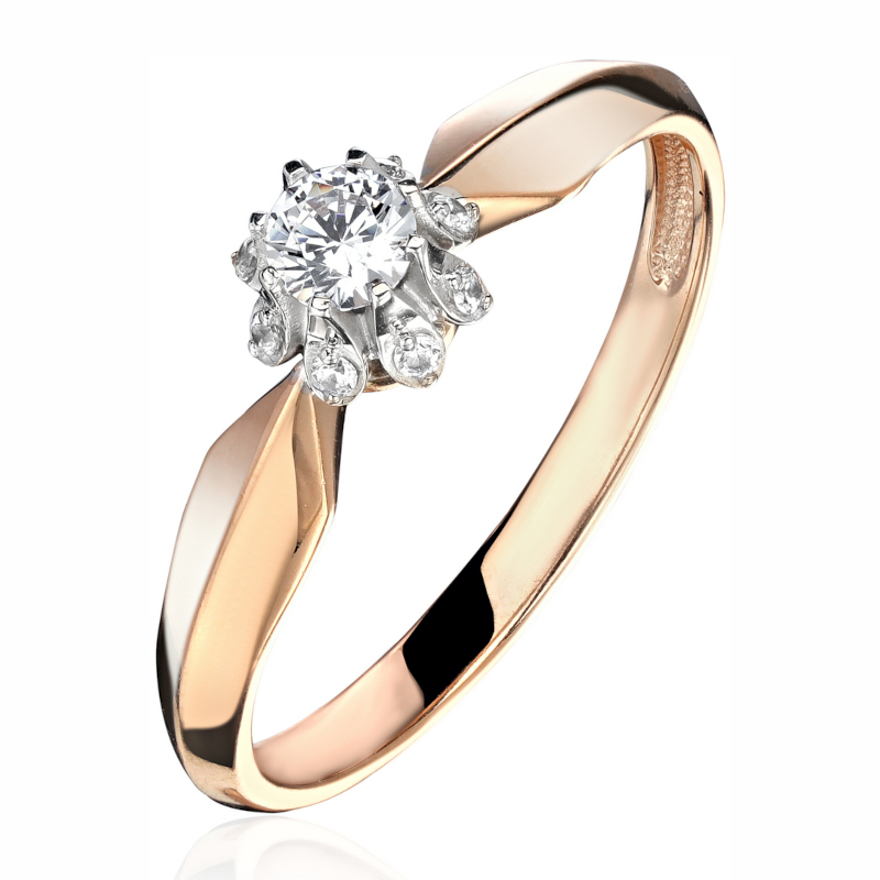 Кольцо из красного золота 585 пробы с фианитами 01К1115773Р