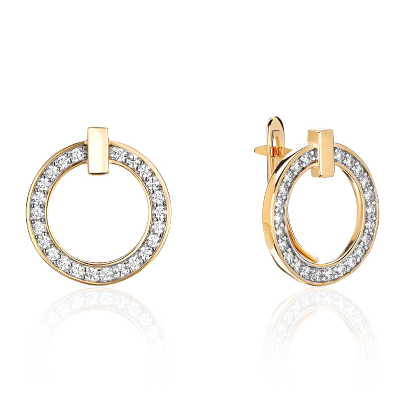 Серьги из желтого золота 585 пробы с фианитами 01С1315198