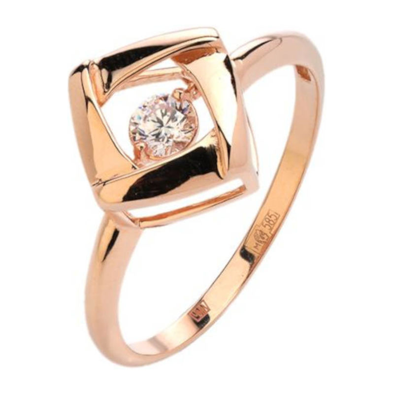 Кольцо из красного золота 585 пробы с фианитом 01К1113366 Кольцо из красного золота 585 пробы с фианитом 01К1113366