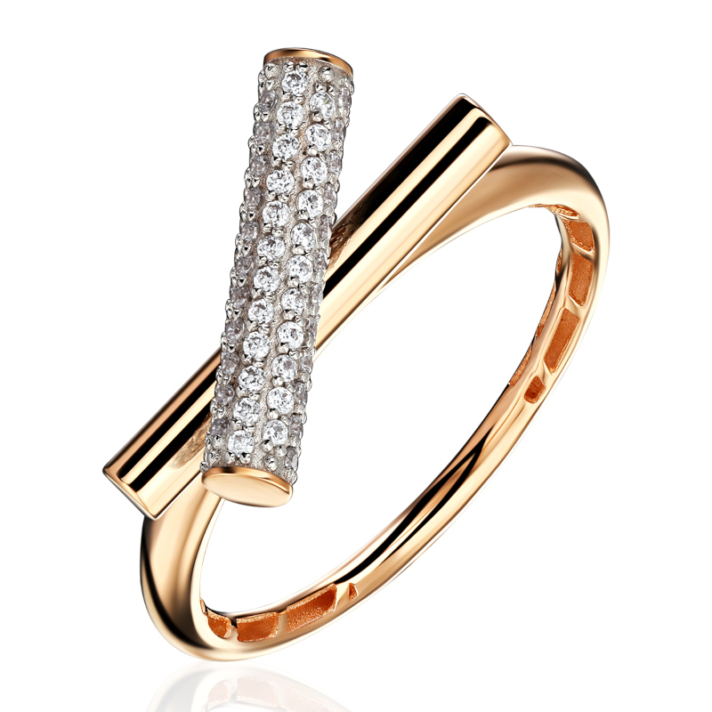 Кольцо из красного золота 585 пробы с фианитами 01К1116752Р