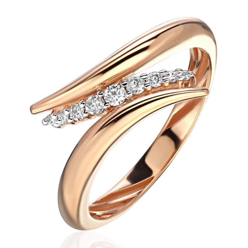 Кольцо из красного золота 585 пробы с бриллиантами 01К6115790Р