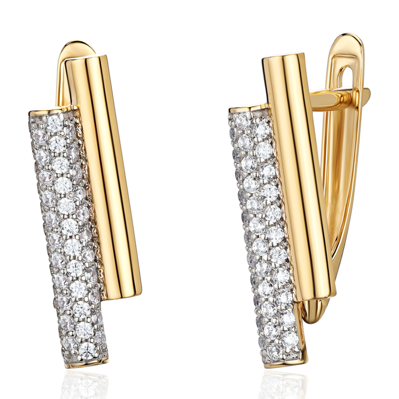 Серьги из желтого золота 585 пробы с фианитами 01С1315653Р