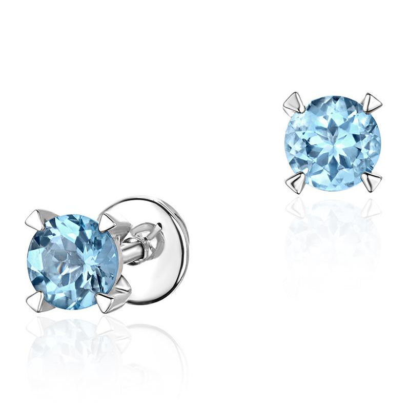 Серьги из белого золота 585 пробы с аквамаринами 01С3213446-9