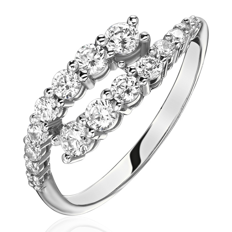 Кольцо из белого золота 585 пробы с фианитами 01К1216817