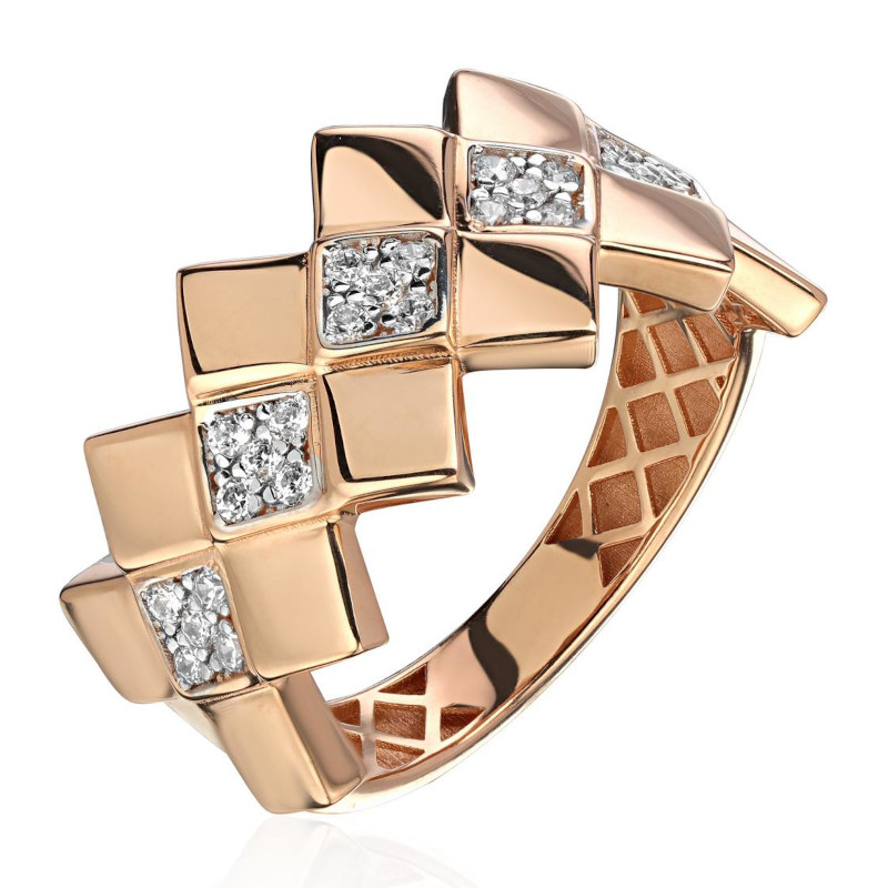 Кольцо из красного золота 375 пробы с фианитами 01К1116149SР