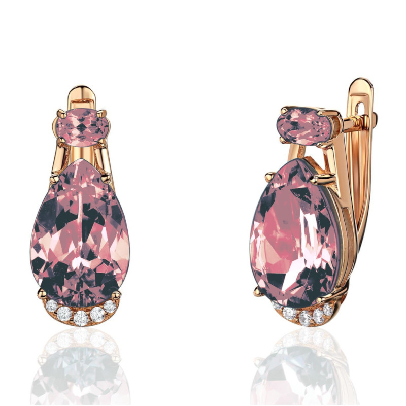 Серьги из красного золота 585 пробы с фианитами 01С2115594-1